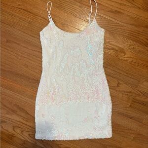 Lucy in the Sky Iridescent White Mini Dress